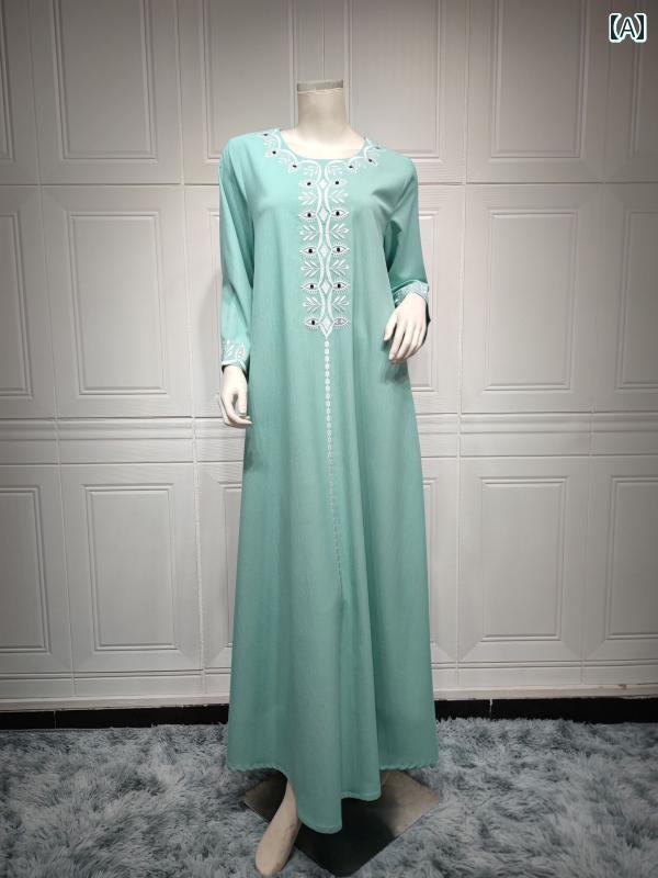 エスニック ローブ 民族衣装 シンガポール 女性 中東 アラビア ファッション 精巧 花柄 刺繍 マレーシ..