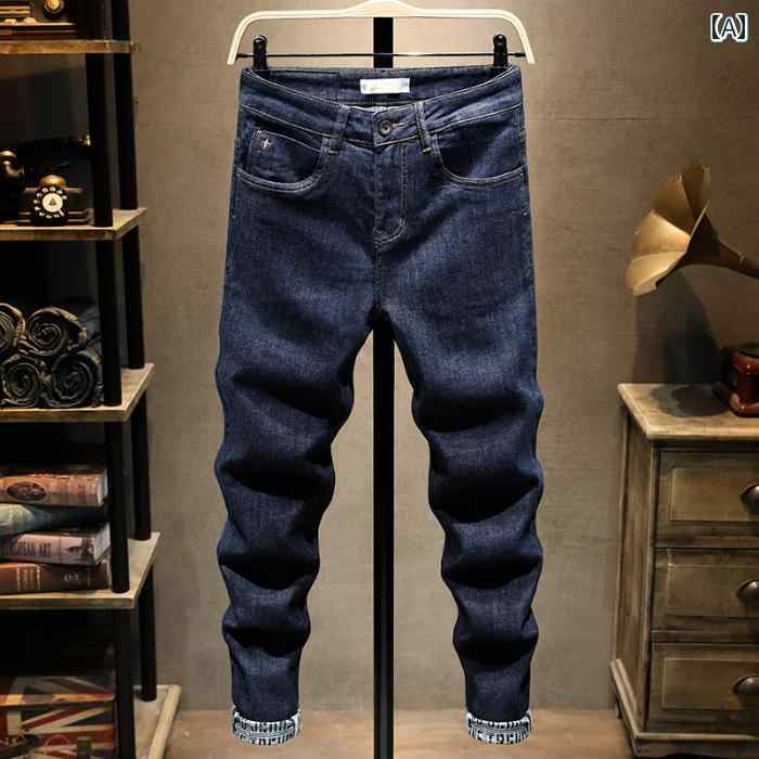 メンズ 夏 カジュアル パンツ デニム アメリカン ブラック ジーンズ 薄手 スリムフィット フット