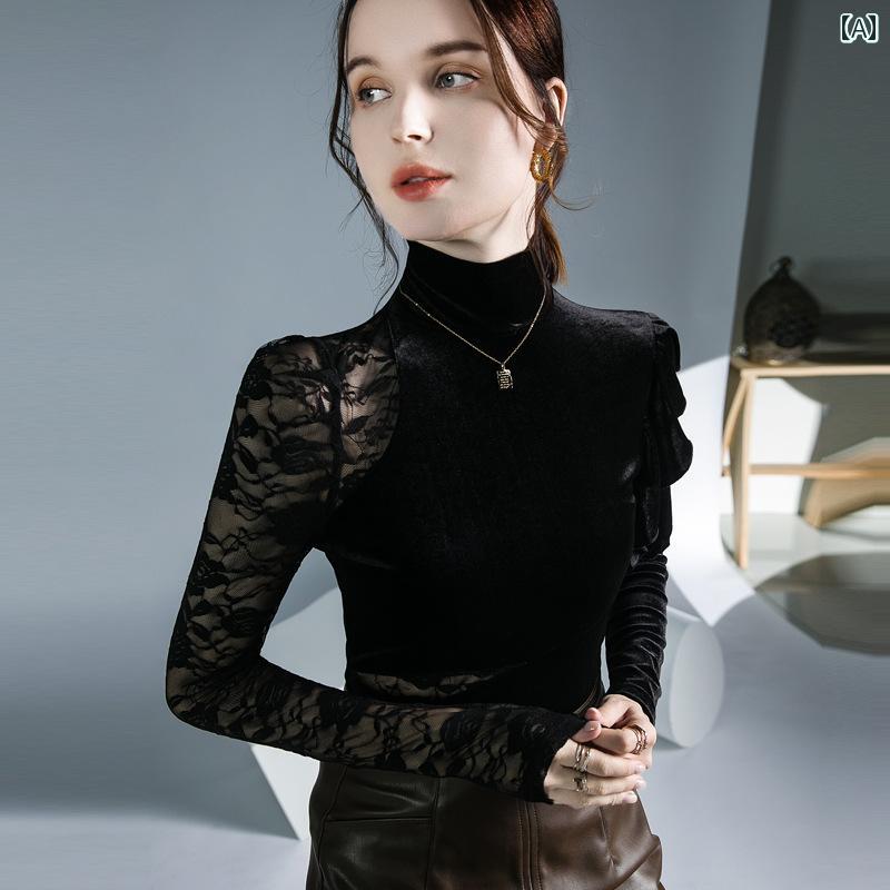 レディース 社交ダンス トップス ラテン ダンス 服 ベルベット モダン 女性 長袖 標準 練習