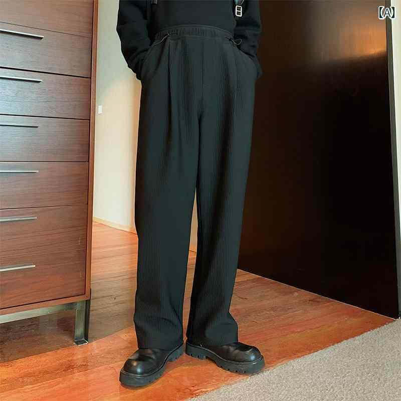 メンズ カジュアル 冬 非アイロン 裏起毛 厚手 ストレート 韓国 コーデュロイ ワイド レッグ ゆったり