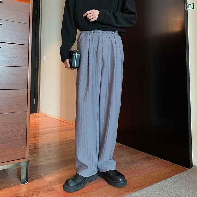 メンズ カジュアル 冬 非アイロン 裏起毛 厚手 ストレート 韓国 コーデュロイ ワイド レッグ ゆったり