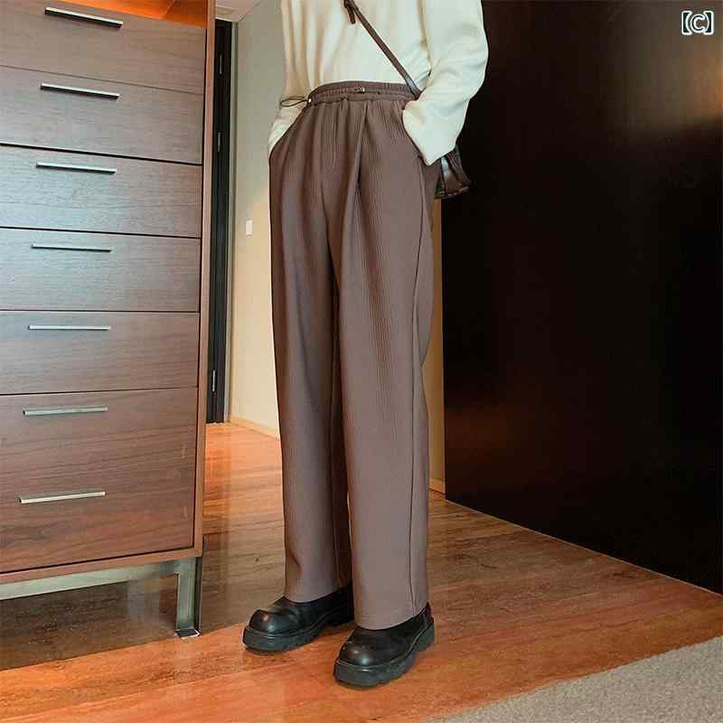 メンズ カジュアル 冬 非アイロン 裏起毛 厚手 ストレート 韓国 コーデュロイ ワイド レッグ ゆったり