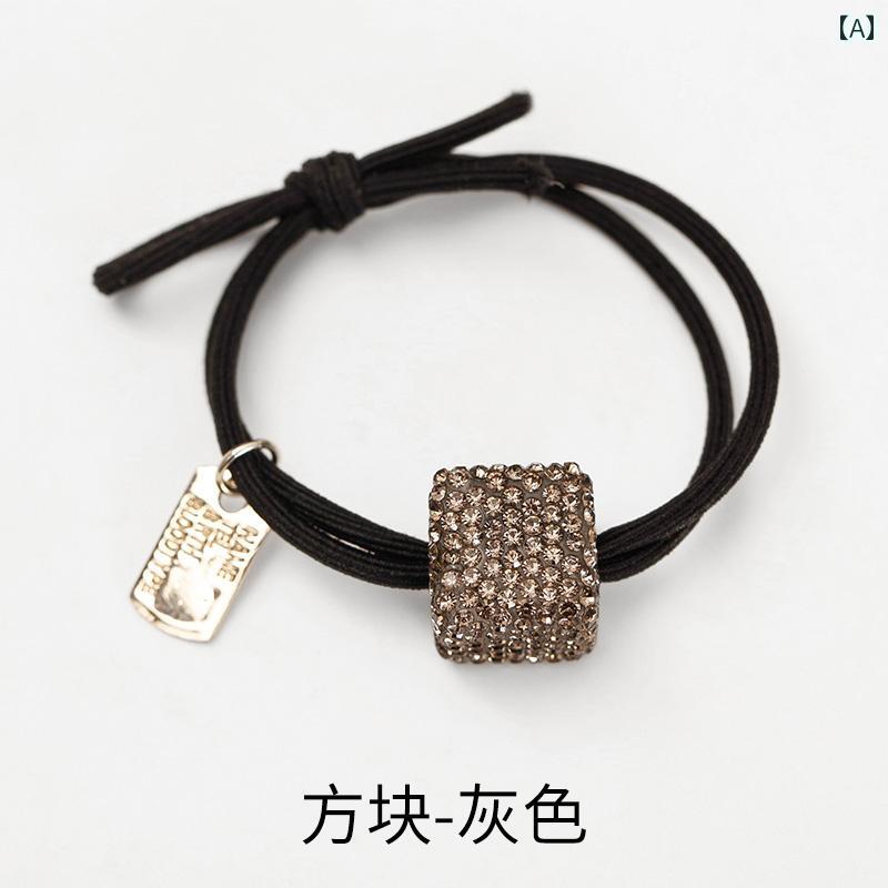 レディース ラインストーン アクセサリー ヘア 髪留め 髪飾り バンド シュシュ 韓国 イチゴ 光 高級感 シンプル ポニーテール ゴム