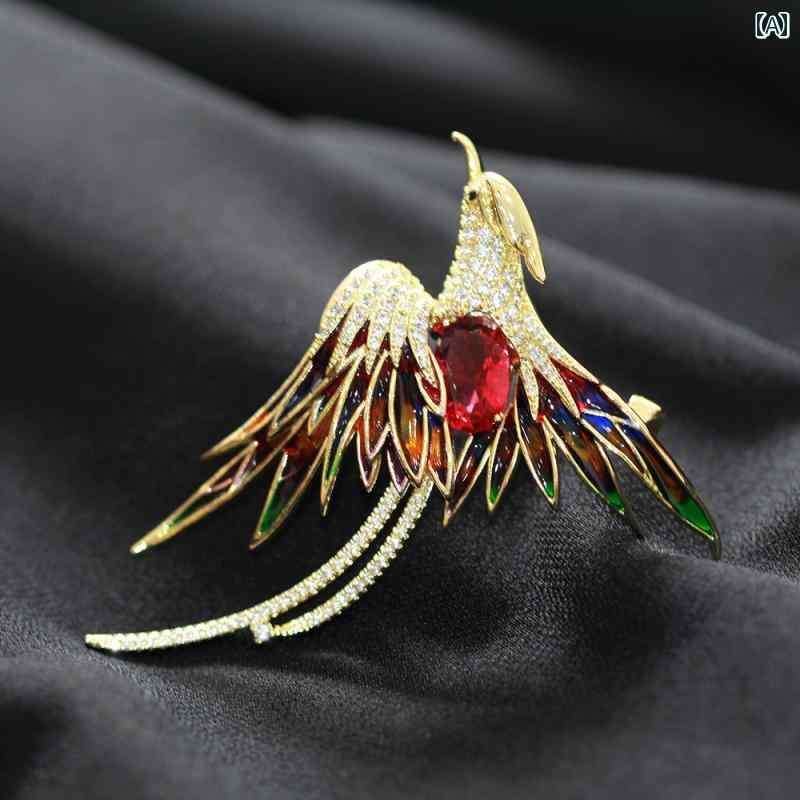 Other - レディース アクセサリー ブローチ おしゃれ スーツ ピン 装飾 贅沢 鳳凰 中華風 エナメル カラー コサージュ 男性用 ジャケット