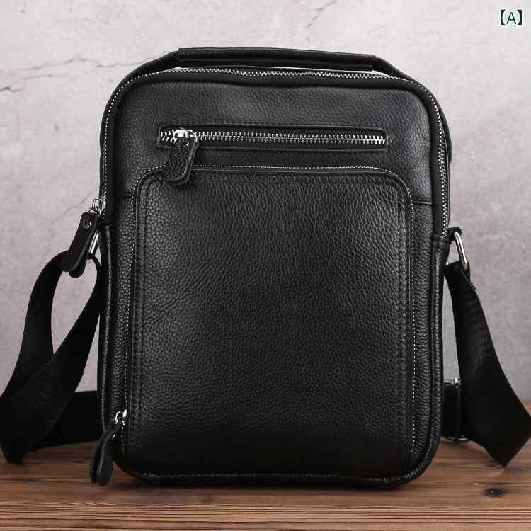 Unisex Bags - メンズ カジュアル ショルダー バッグ クロス ボディバッグ 学生 縦型 レザーバッグ 韓国 バック パック ビジネス 小さい