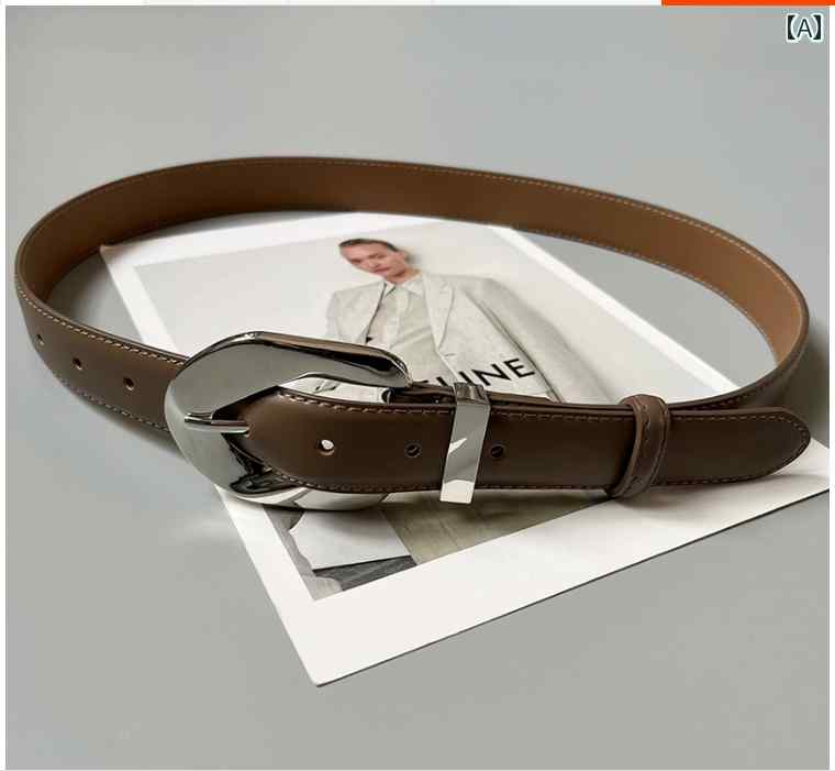 レディース カジュアル 夏 ベルト 程 暁 装飾 ドレス レザー ブラウン ジーンズ