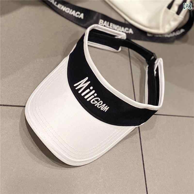 レディース 夏 サンバイザー 帽子 カラーマッチング 空 ハット 韓国 スポーツ サンハット トップレス ..