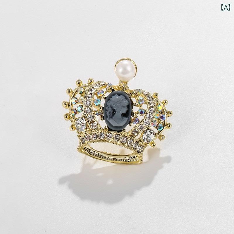 レディース 淡水パール ブローチ おしゃれ セレモニー 高級感 王冠 シャツ 襟 カラー ピン カーディガ..