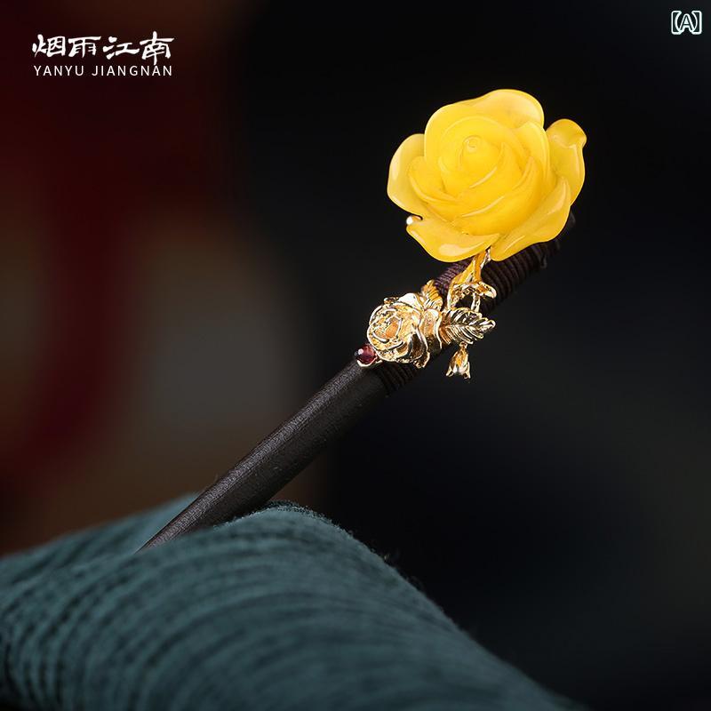 レディース アクセサリー かんざし おしゃれ 髪飾り ヘア 中華風 レトロ 花 ヘアピン ボール チャイナ ドレス お団子 シンプル 木製 簪