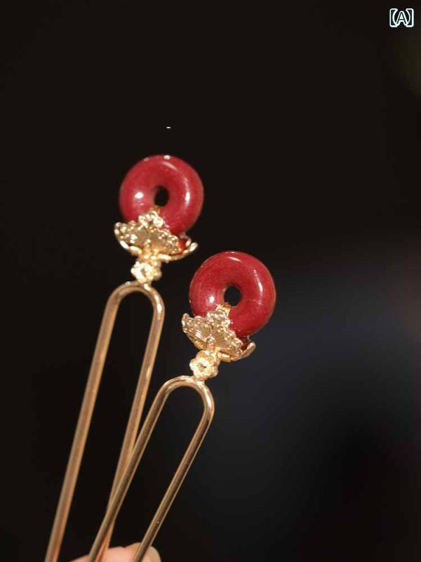 レディース アクセサリー かんざし おしゃれ ヘア 赤い ヘアピン 結婚式 中華風 辰砂 正月 簪 韓服 チ..