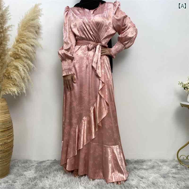 レディース エスニック ローブ 民族衣装 ゆったり 中東 アラビア 婦人服 スプライシング 大きい フリル..