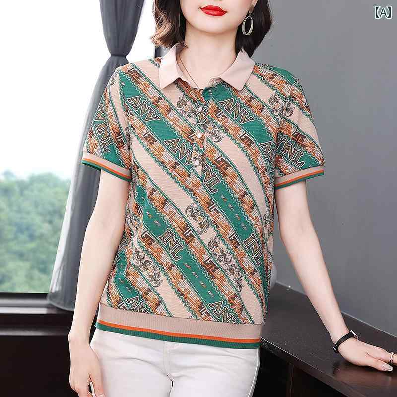 Garments - レディース カジュアル 夏 トップス 普段使い マザーズ ママ 服 半袖 T シャツ 女性 下げる 女性用 大きめ サイズ