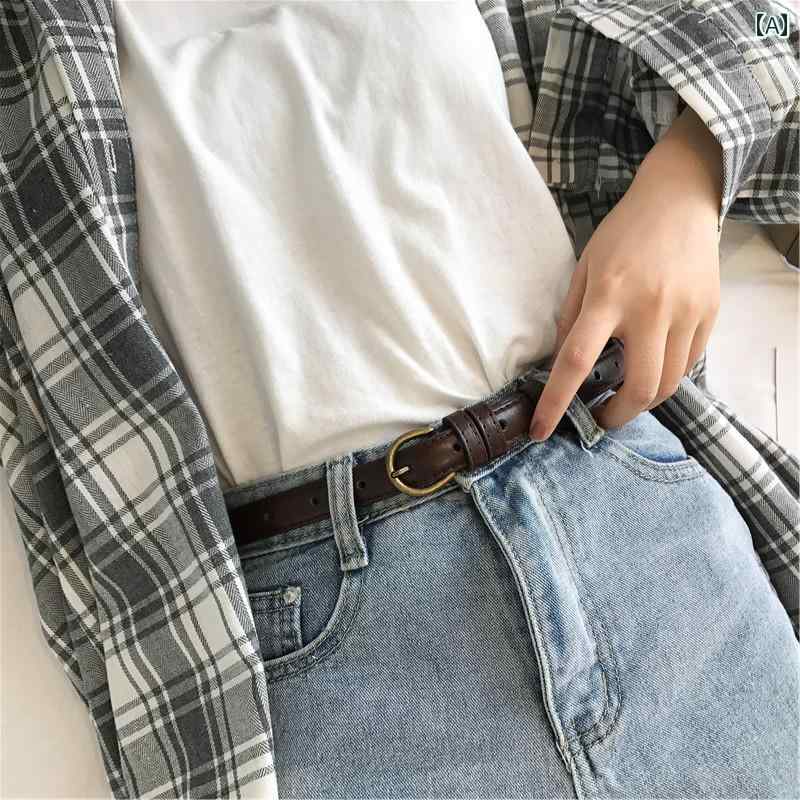 ジーンズ ベルト レトロ 学生 シンプル 韓国 装飾的 細い スカート シック 女性用