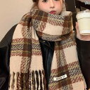 レディース マフラー おしゃれ レトロ チェック柄 スカーフ 秋冬 ハイエンド 暖かい 学生