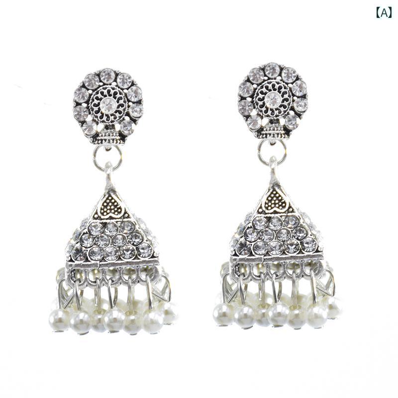 タッセル ピアス イヤリング ボヘミアン エスニック ラストーン アメリカ パール ジュエリー