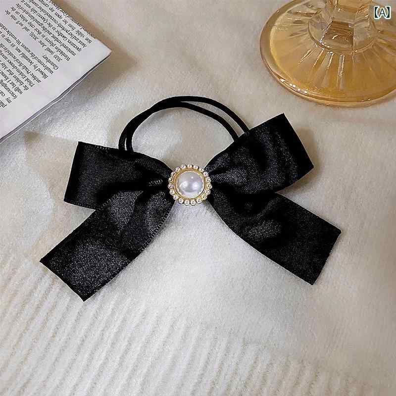 ヘア アクセサリー 髪留め レディース 最 頻繁 使る 蝶 結び パール ヘア ゴム り ゴム バンド ヘア ロ..