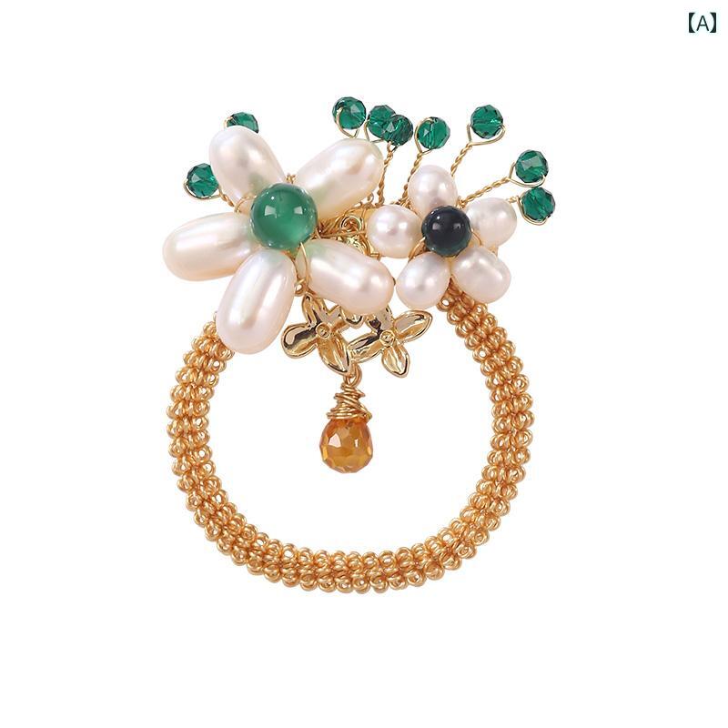 レディース ブローチ 美しい バロックパール フラワー 精巧 ピン 中華風 ハイエンド 装飾 チャイナ ス..