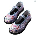 カジュアル 婦人靴 レトロ エスニック おしゃれ ミル レイヤー 生地 女性用 シューズ ハンドプリント ソール ワンピース バックル 浅い グリーン ブロケー...