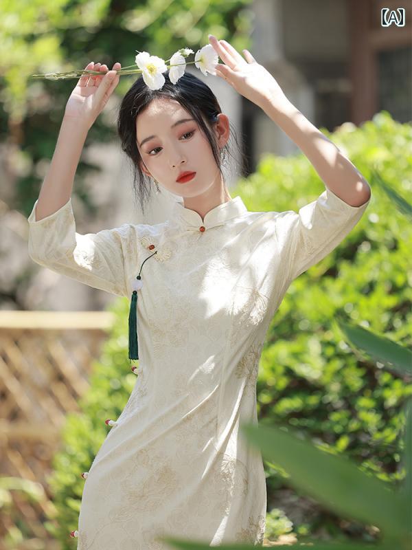 レディース チャイナ ドレス おしゃれ ワンピース コスプレ 撮影 衣装 春秋 婚約 中華風 レース 日 長袖 写真撮影 冬