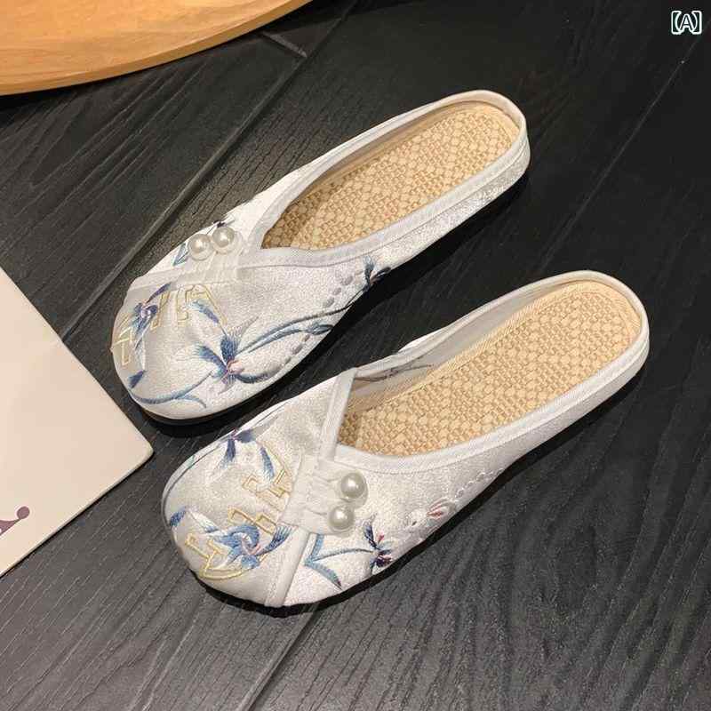 レディース 夏 ミュール フラット おしゃれ 婦人靴 スリッパ 履きやすい エスニック 包頭 女性 中国 レ..