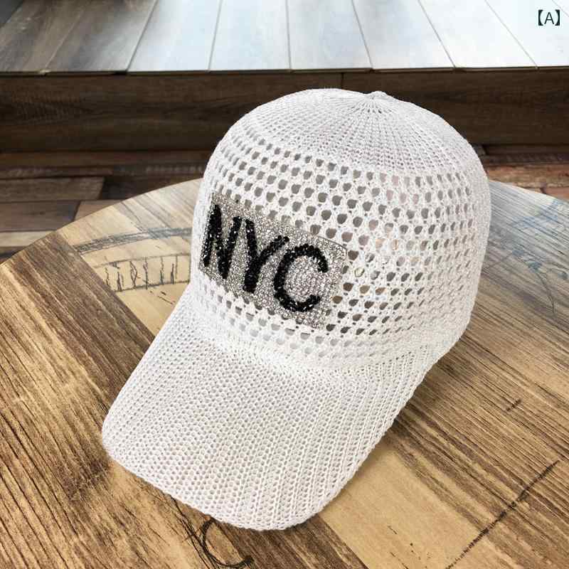レディース 夏 ラインストーン ベースボール キャップ 帽子 日除け アウトドア レジャー 女性 サマー ひさし 通気性 メッシュ 文字 太陽 韓国 ファッション スティック