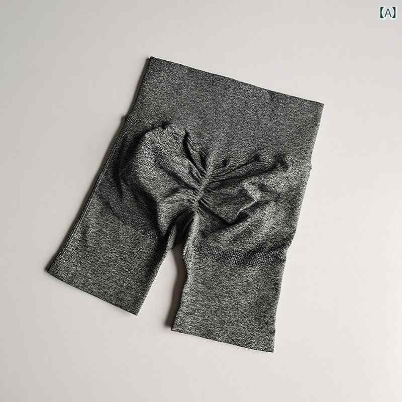 レディース パンツ サマー ハイウエスト ヒップ リフト スポーツ ショーツ ピーチ タイトフィット ヨガ 速乾 フィットネス ミドル丈