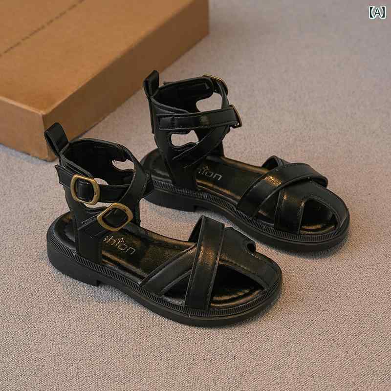 夏 ガールズ ローマ サンダル 子供 靴 小さい プリンセス シューズ ソフト ソール 包頭 西洋 大きい