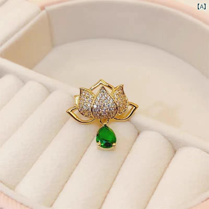 レディース ブローチ おしゃれ 入学式 セレモニー ハイエンド リアルゴールド 電気 メッキ 蓮 襟ピン ..