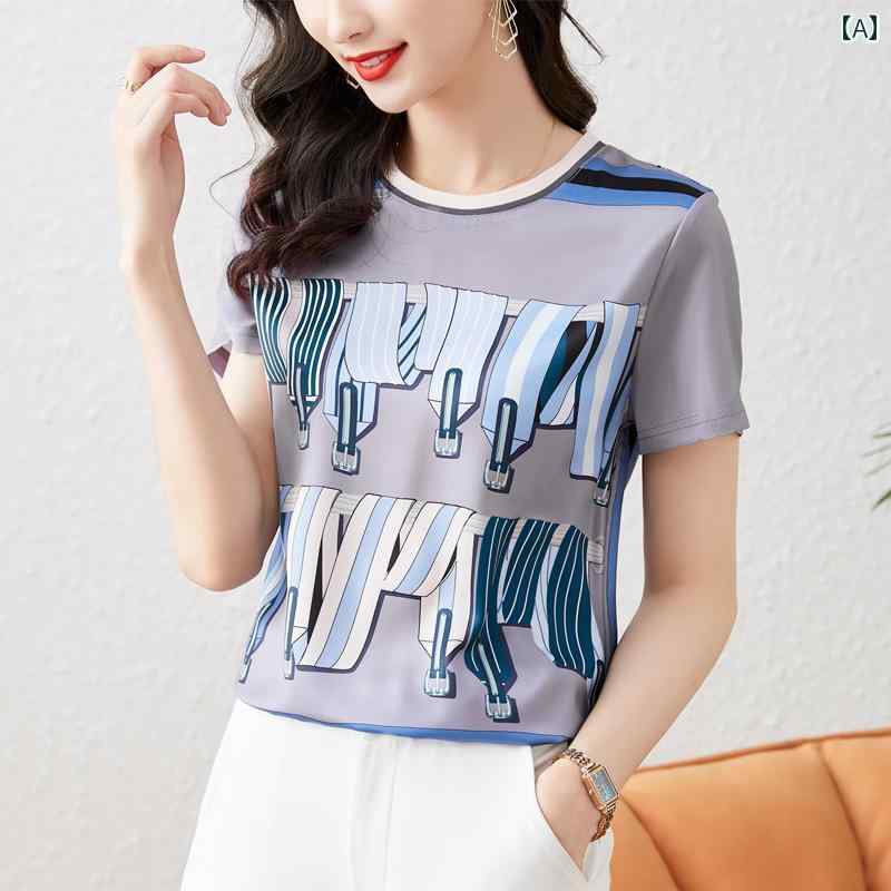 レディース 夏 カジュアル T シャツ 半袖 マザーズ 婦人服 おしゃれ 普段使い 女性用 t クール プリント インナーシャツ スタイリッシュ スリムトップス