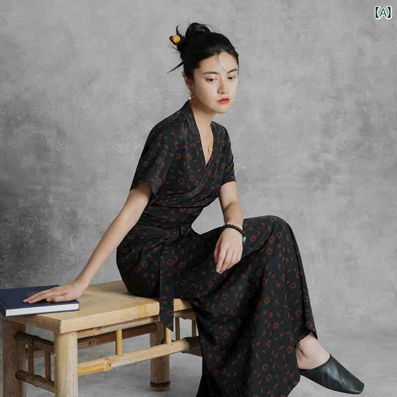 レディース 花柄 ワンピース リゾート ワンピ ローズ スリム スカート ドレス 服 女性 中国 デイリー 漢服 着て 仕事用