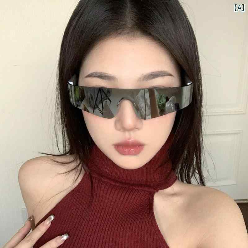 レディース サングラス おしゃれ フレームレス マーキュリー ホワイト 未来的 パンク スポーツ ワンピ..