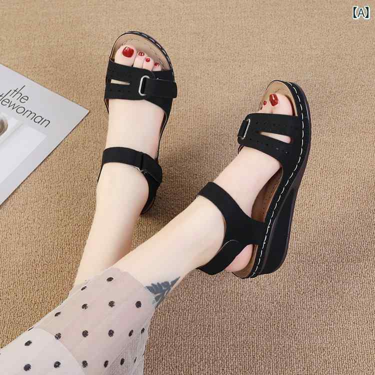 レディース 夏 防水 サンダル アウター 女性 ウェッジ ヒール 厚底 靴底 大きいサイズ ライン