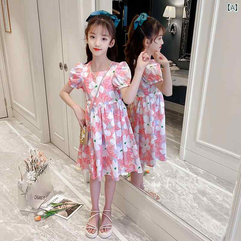 夏 サマー ドレス ワンピース かわいい 子供服 幼児 女の子 子供 韓国 スタイル 小さい 半袖 プリンセス