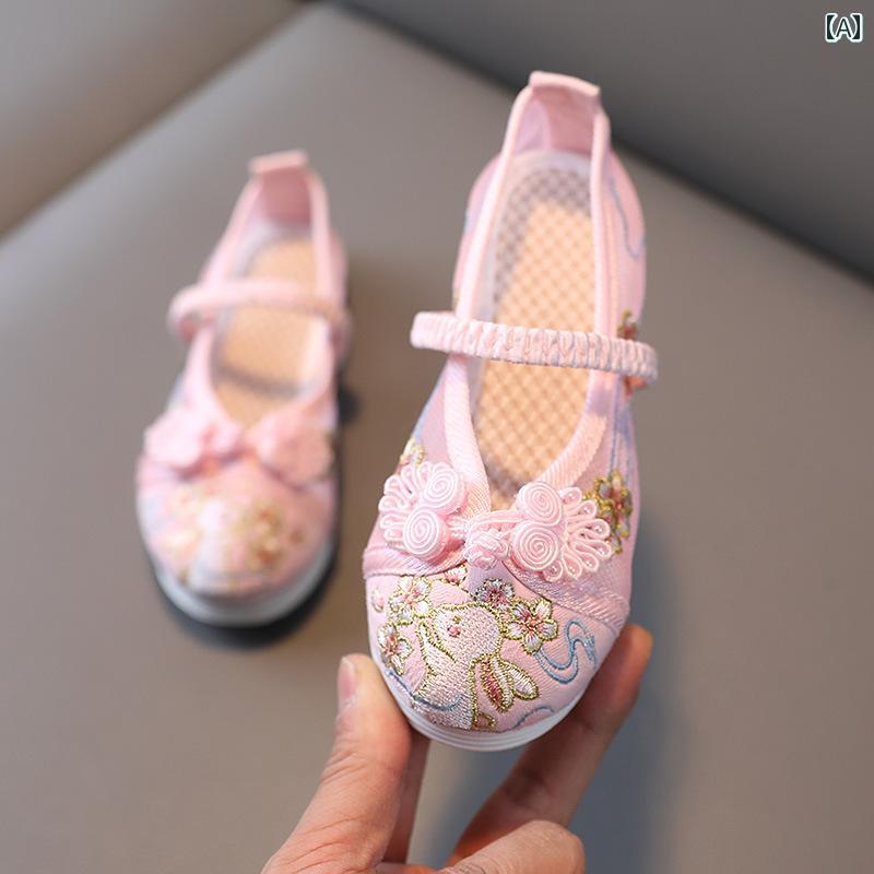 Other - 夏 子供靴 かわいい メリージェーン シューズ 通気性 キッズ 古風 布靴 女の子 サンダル 用 漢服 靴 レトロ スタイル 柔らかい底 手 刺繍 靴高 性能 子供