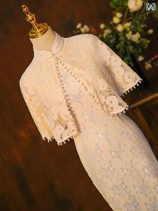 China Dress - レディース チャイナ ドレス 春秋 コスプレ ワンピース 婚約 女性 レトロ 結婚 写真撮影 衣装 ショール 中華風 ショート