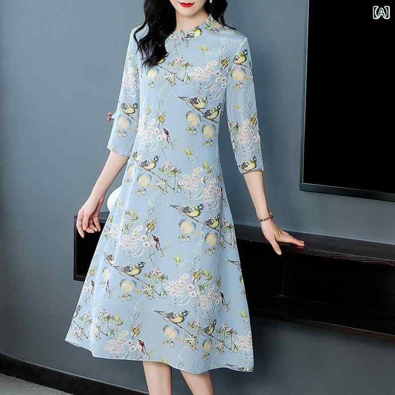 レディース 夏 ワンピース きれいめ 上品 ミセス マザーズ 婦人服 ドレス 春 ヤング スタイル レトロ チャイナ 中華風