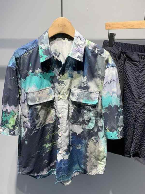 Casual Shirts - メンズ 夏 トップス シャツ サマー フラップポケット 半袖 ファッション