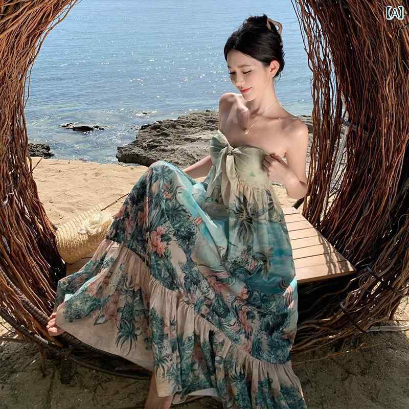 レディース リゾート ワンピース ホリデー 休暇 ビーチ ドレス 旅行 西部 四川 ロング 島 南国 写真撮影 適