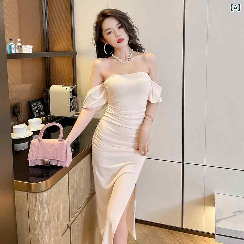 レディース ワンピース おしゃれ ヨーロピアンクラシック ワンショルダー ドレス ハイエンド 鎖骨 チューブ トップ フェミニン スリムフィット ヒップ ハグ