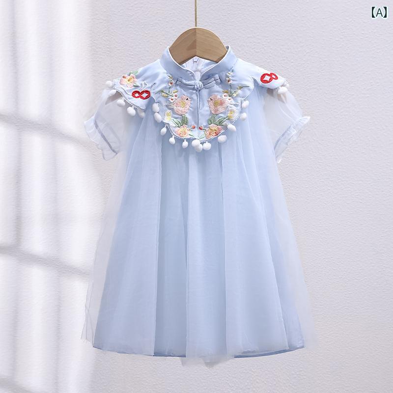 夏 キッズ ウェア 女の子 韓服 ドレス 中大 子供 西洋風 プリンセス 中華 薄手 サマー