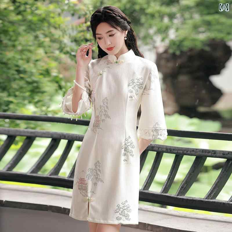China Dress - レディース チャイナドレス おしゃれ ワンピース コスプレ 写真撮影 親子 中華風 ドレス 女性 文学 レトロ ファッション 秋冬