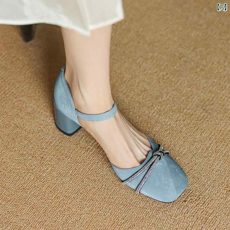 ミュール サンダル 夏 レディース おしゃれ 履きやい シープスキン ブルー スクエアトゥトゥ レディー..