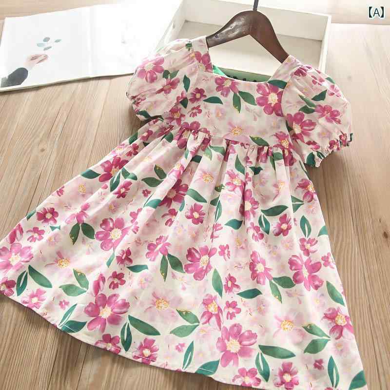 夏 子供服 かわいい ワンピース キッズ 女の子 綿 ドレス 子供 花柄 スカート ベビー プリンセス