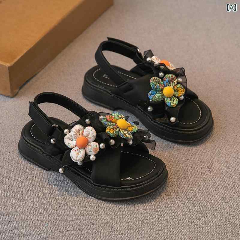 夏 ガールズ サンダル 子供 靴 リトル プリンセス シューズ ソフト ソール 滑り止め ビーチ シューズ中大 子供用