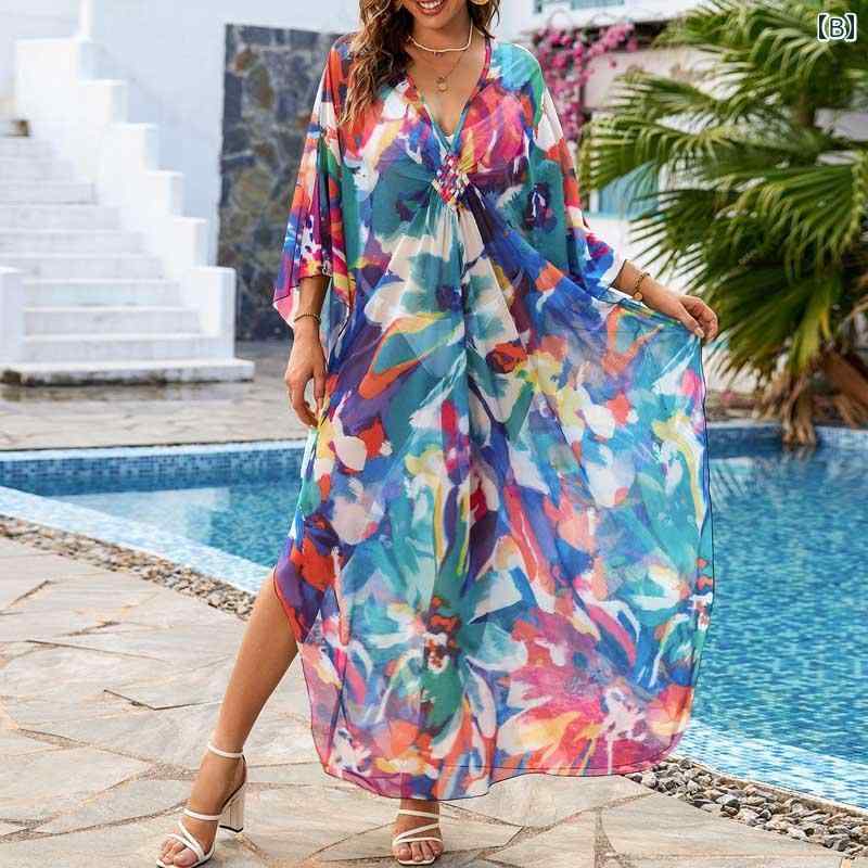 レディース リゾート ワンピース ローブ ハイエンド モルディブ 旅行 ドレス ロング スカート スリム 海辺 休暇 ビーチ