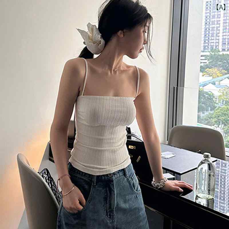 レディース カジュアル 夏 トップス サマー 普段使い タイ 魅惑的 スタイリッシュ ガール スパゲッティ ストラップ 小さい サスペンダー インナーウェア スリム シック チューブ トップ ベスト 女性
