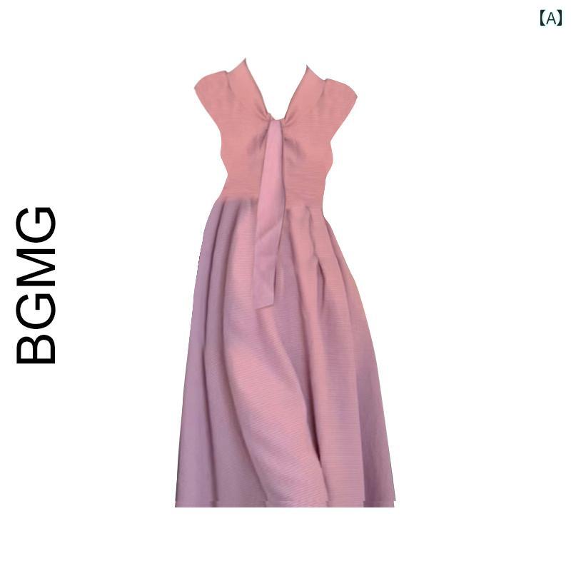 レディース 夏 ワンピース 小さい お茶 休憩 フランス あんこ パウダー レースアップ ドレス 高級感