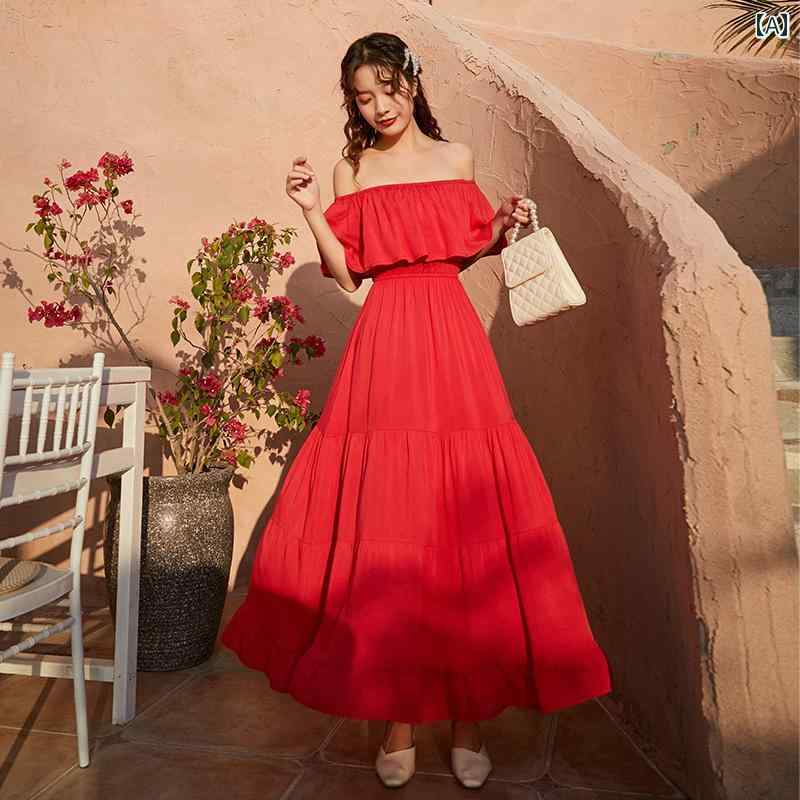 樂天商城 - レディース リゾート ワンピース 旅行 服 女性 砂漠 写真撮影 衣装 スーパー フェアリー ロング スカート ビーチ 海辺 休暇 ドレス