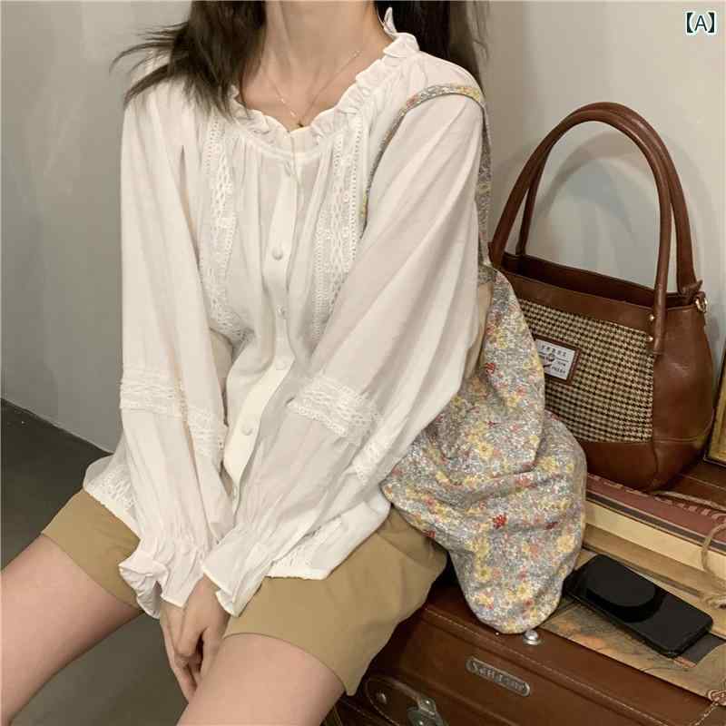 レディース 夏 服 サマーウェア 春 韓国 森 ガール 小さい フレッシュ 綿 リネン 人形 シャツ トップス レースエッジ ゆったり 薄手 カーディガン 日焼け防止