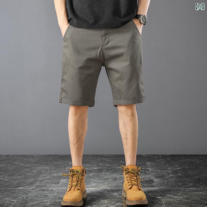 メンズ 夏 カジュアル パンツ ハーフ 半ズボン アウトドア 作業 ズボン ショート サマー 薄手 綿 ストレート スポーツ 五分丈 ミディアム
